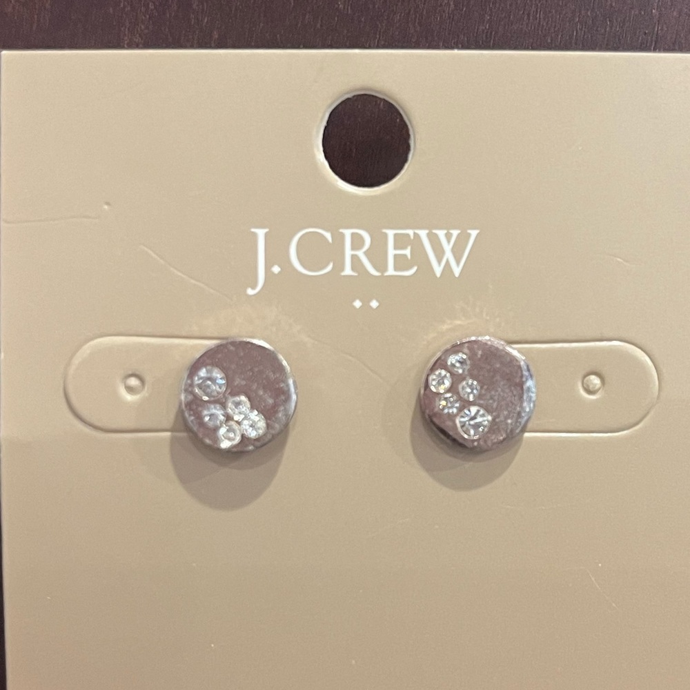 NWT J Crew rhinestone round earrings